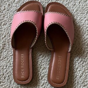 Jack Rogers Pink Slide Sandals with Brown Footbed